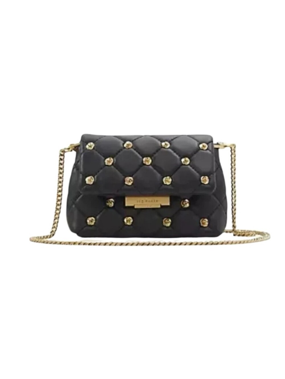 Ted Baker - Ginn Mini Quilted Sheep Leather Crossbody Bag w/Gold Floral Studs